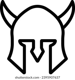 viking helmet single vector line icon