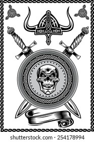 Viking Helmet Skull with Sword