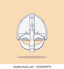 Viking Helmet Vector Icon Illustration. Medieval Armor Vector. Flat Cartoon Style Suitable for Web Landing Page, Banner, Flyer, Sticker, Wallpaper, Background