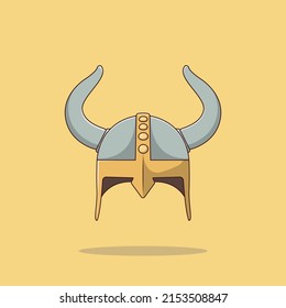 Viking Helmet Vector Icon Illustration. Medieval Vector. Flat Cartoon Style Suitable for Web Landing Page, Banner, Flyer, Sticker, Wallpaper, Background