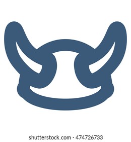 Viking Helmet vector icon. Style is stroke flat icon symbol, blue color, white background.