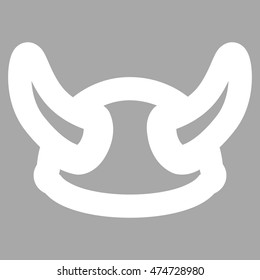 Viking Helmet vector icon. Style is linear flat icon symbol, white color, silver background.