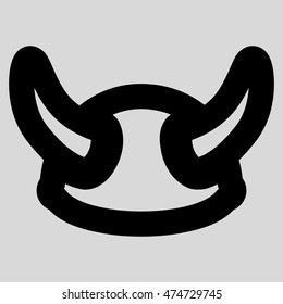 Viking Helmet vector icon. Style is linear flat icon symbol, black color, light gray background.