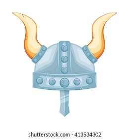 Viking Helmet Vector Illustration Isolated On A White Background