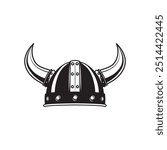 Viking Helmet Vector Image, Horned helmet Vector Image, Horn Helm Black and White Vector, Viking Helm Armor Vector.