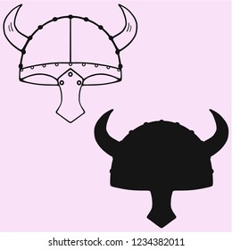 viking helmet vector silhouette isolated