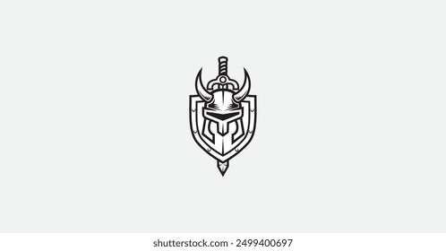 Viking helmet warrior logo design