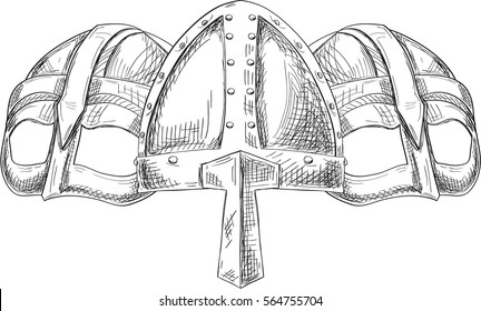 Viking helmets in engraving style