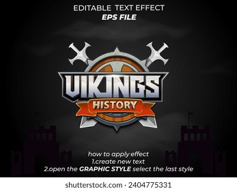 efecto de texto de historial de viking, fuente editable, tipografía, texto 3d para fantasía medieval y juegos rpg. plantilla de vector