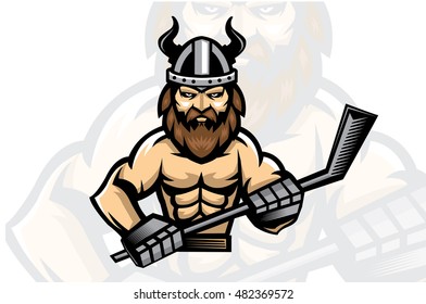 VIKING HOLDING A STICK HOCKEY MASCOT