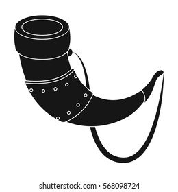Viking horn icon in black style isolated on white background. Vikings symbol stock vector illustration.