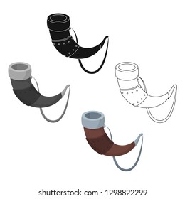 Viking horn icon in cartoon style isolated on white background. Vikings symbol stock vector illustration.