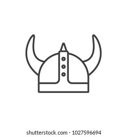 Viking horned helmet line icon.