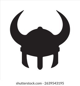 Viking horned helmet silhouette vector icon	