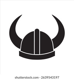 Viking horned helmet silhouette vector icon	