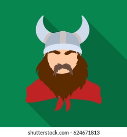 Viking icon in flate style isolated on white background. Vikings symbol stock vector illustration.
