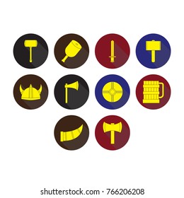 viking icon set  with long shadow
