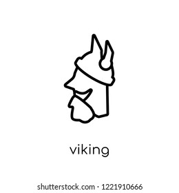 Viking icon. Trendy modern flat linear vector Viking icon on white background from thin line Fairy Tale collection, editable outline stroke vector illustration