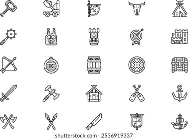 Viking icons collection is a vector illustration with editable stroke.