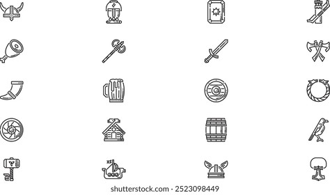 Viking icons High-Quality Vector Icons Collection with Editable Stroke. Ideal for Professional and Creative Projects.