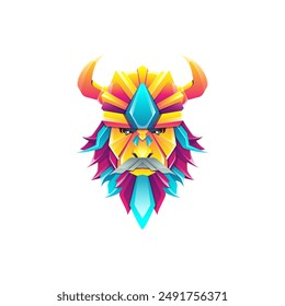 The Viking illustration design uses a modern style with a colorful appearance