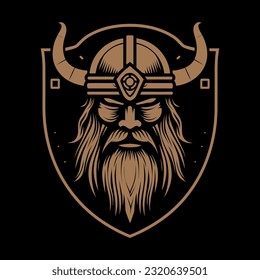 viking illustration. good detailing, old, helmet, coat of arms, dark background, pride, warrior, fortitude, courage, courage, legends. artistic concept. vector illustration.