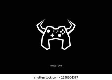 viking illustration logo with joystick game vector icon