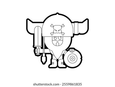 Viking illustration on a white background using outline style