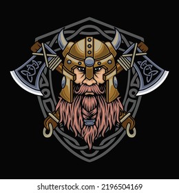 Viking illustration premium vector The Concept of Isolated Technology. Flat Cartoon Style Suitable for Landing Web Pages, Banners, Flyers, Stickers, Cards