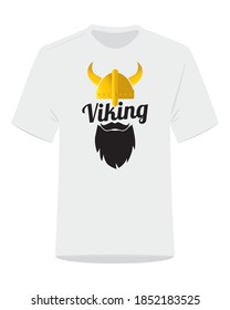 Viking illustration vector isolated on white background. Cool funny illustration. Cartoon design, artwork, t-shirt design