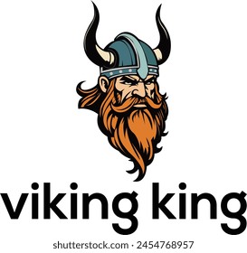 Viking king logo,  Ancient King Crown with Beard and Mustache Face logo, Viking Warrior Head logo