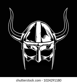 Viking Knight Helmet Vector Black Background