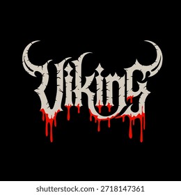 Letras vikingas, dibujado a mano, Vector sobre un fondo negro