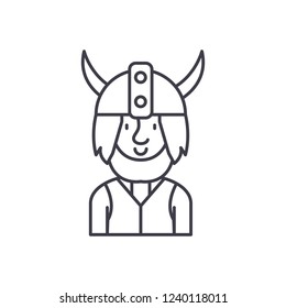 Viking line icon concept. Viking vector linear illustration, symbol, sign
