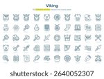 Viking line icon pack. Viking Stroke icon set. Editable Stroke icon.