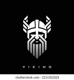 Viking linear logo design template