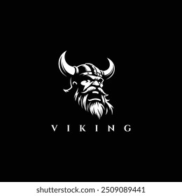 logotipo viking com face irritada no estilo de desenho à tinta