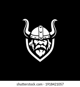 Elementos de diseño del logotipo Viking para el logotipo heráldico. 
Cabeza De Guerrero En Un Casco Viking.