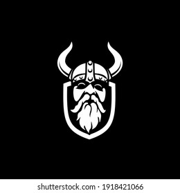 Elementos de diseño del logotipo Viking para el logotipo heráldico. 
Cabeza De Guerrero En Un Casco Viking.