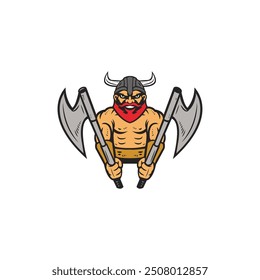 Viking logo design holding a sharp weapon