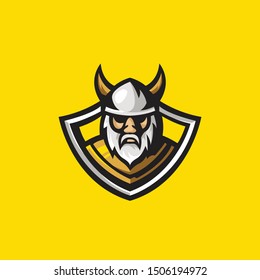 viking logo design illustration. viking mascot gaming esport logo.