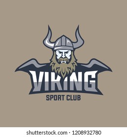 Viking logo design. Sport team mascot logotype illustration. Eps10 vector. Viking icon, emblems, labels and logo