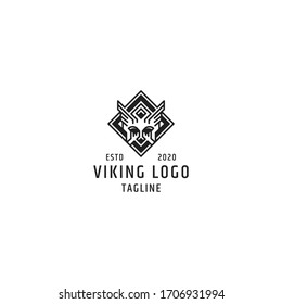 Viking logo design template with line