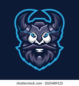 viking logo mascot design vector with modern illustration concept style. viking head illustration for esport 
