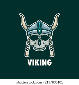 Viking logo. Skull viking illustration. Design for t-shirt, apparel and merchandise.
