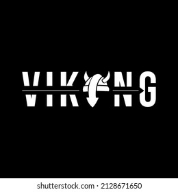 Viking Logo With Sword Wielding Text. Eps File