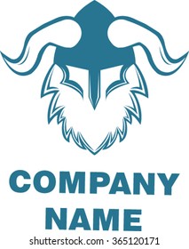 Viking logo vector graphic | Scandinavian warrior | Ancient warrior with horns | Nordic warrior with beard 