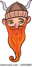 Viking with long beard, illustration, vector on white background