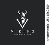 viking man angry face logo vector illustration ink drawing style.