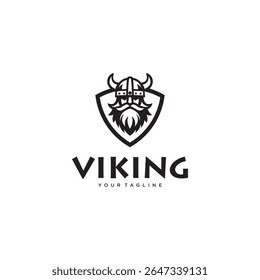 viking man cara irritada logotipo vetor ilustração tinta desenho estilo